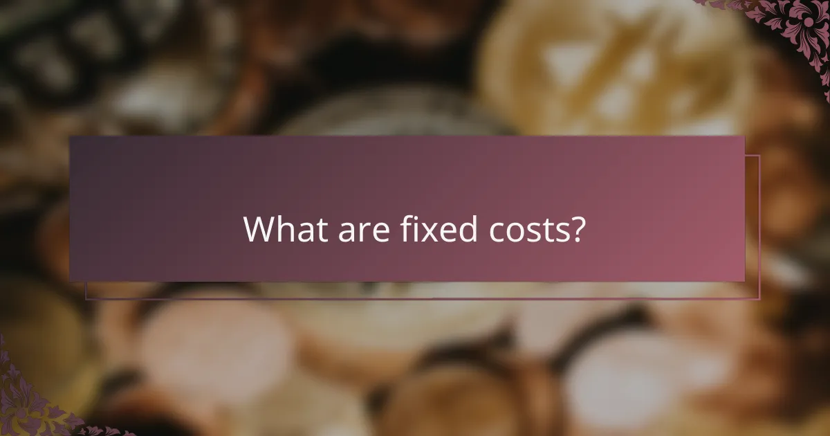 What are fixed costs?