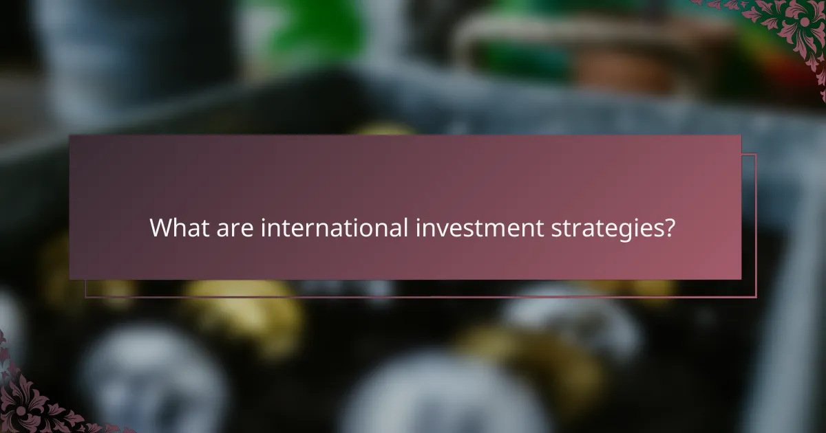 What are international investment strategies?