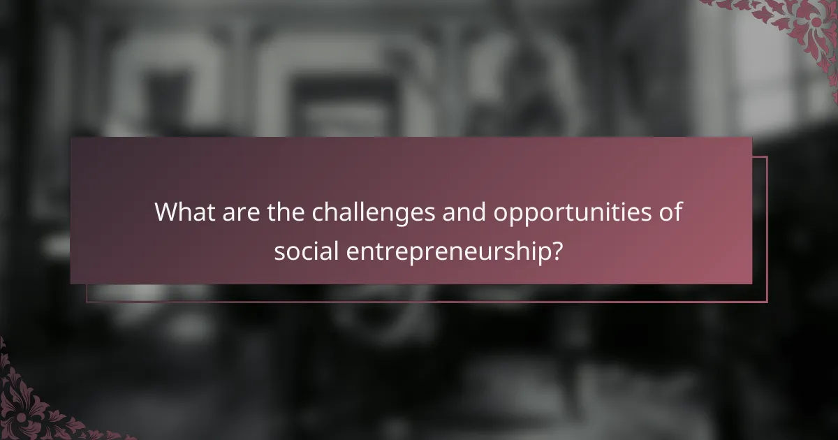 What are the challenges and opportunities of social entrepreneurship?